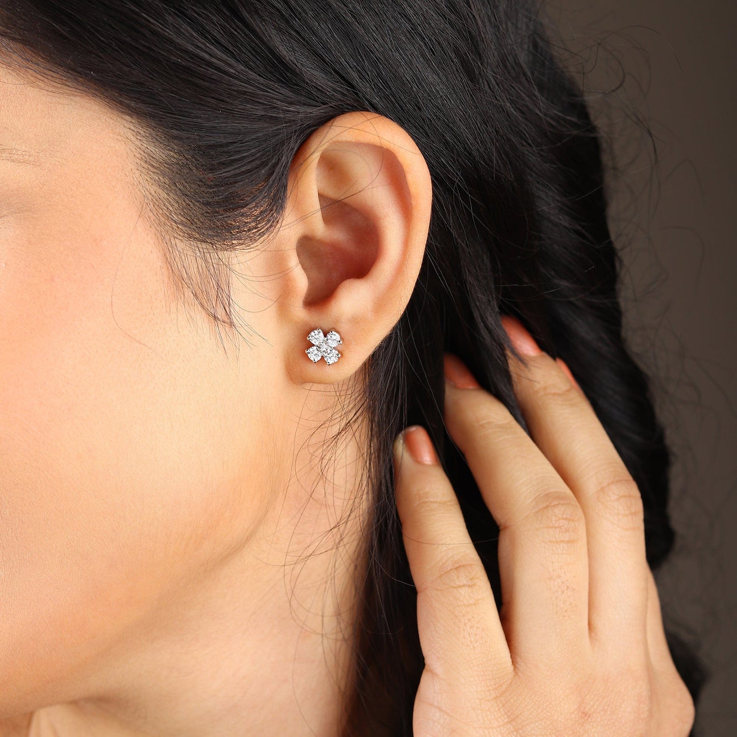 Pure Sterling Silver (92.5% purity)Precious, Beautiful and Designer Stud Earrings with cubic zirconia (AD) stones for Girls and Women
