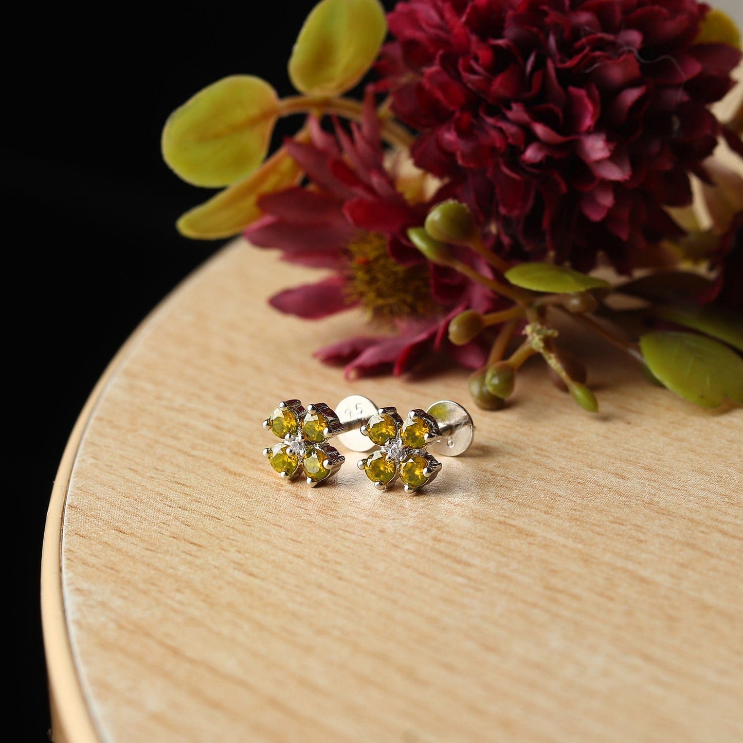Pure Sterling Silver (92.5% purity)Precious, Beautiful and Designer Stud Earrings with cubic zirconia (AD) stones for Girls and Women