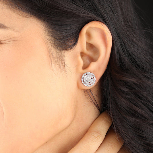 Pure Sterling Silver (92.5% purity)Precious, Beautiful and Designer Stud Earrings with cubic zirconia (AD) stones for Girls and Women