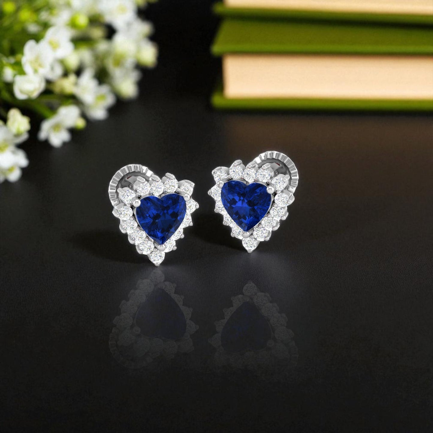 Pure Sterling Silver (92.5% purity)Precious, Beautiful and Designer Stud Earrings with cubic zirconia (AD) stones for Girls and Women