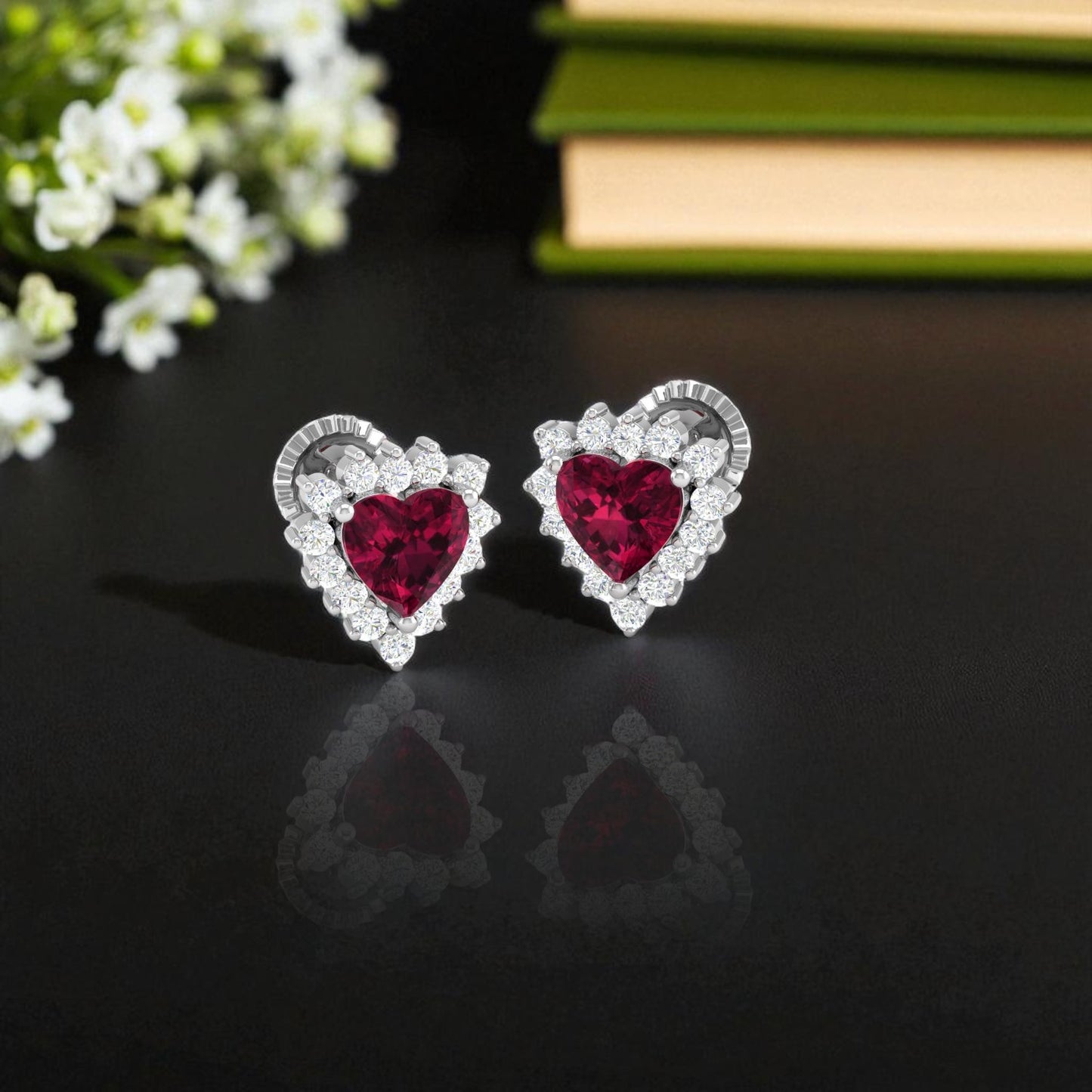 Pure Sterling Silver (92.5% purity)Precious, Beautiful and Designer Stud Earrings with cubic zirconia (AD) stones for Girls and Women