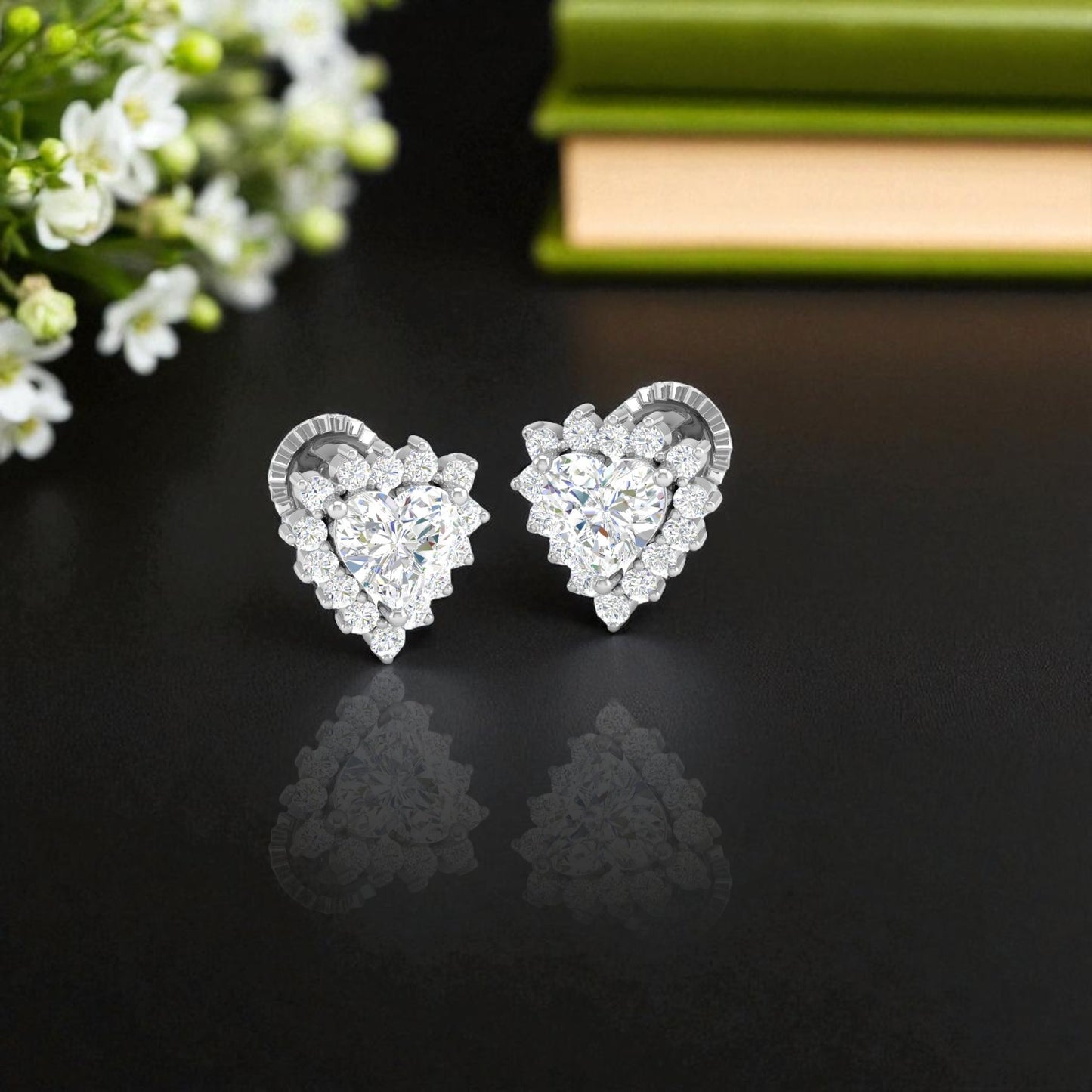 Pure Sterling Silver (92.5% purity)Precious, Beautiful and Designer Stud Earrings with cubic zirconia (AD) stones for Girls and Women