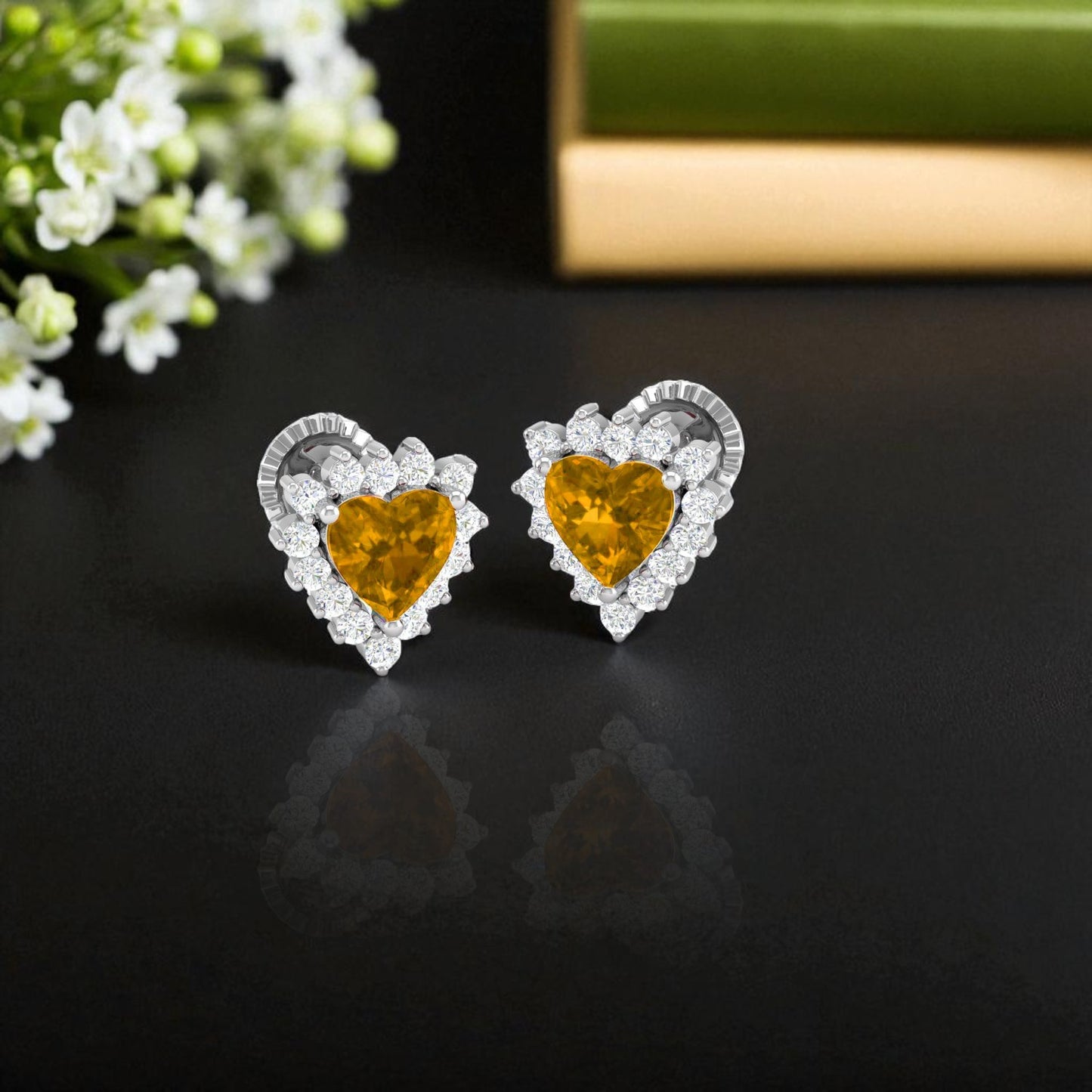 Pure Sterling Silver (92.5% purity)Precious, Beautiful and Designer Stud Earrings with cubic zirconia (AD) stones for Girls and Women