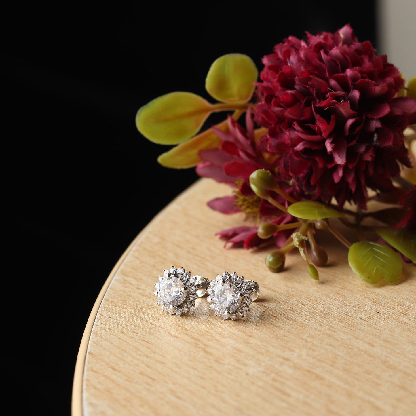 Pure Sterling Silver (92.5% purity)Precious, Beautiful and Designer Stud Earrings with cubic zirconia (AD) stones for Girls and Women