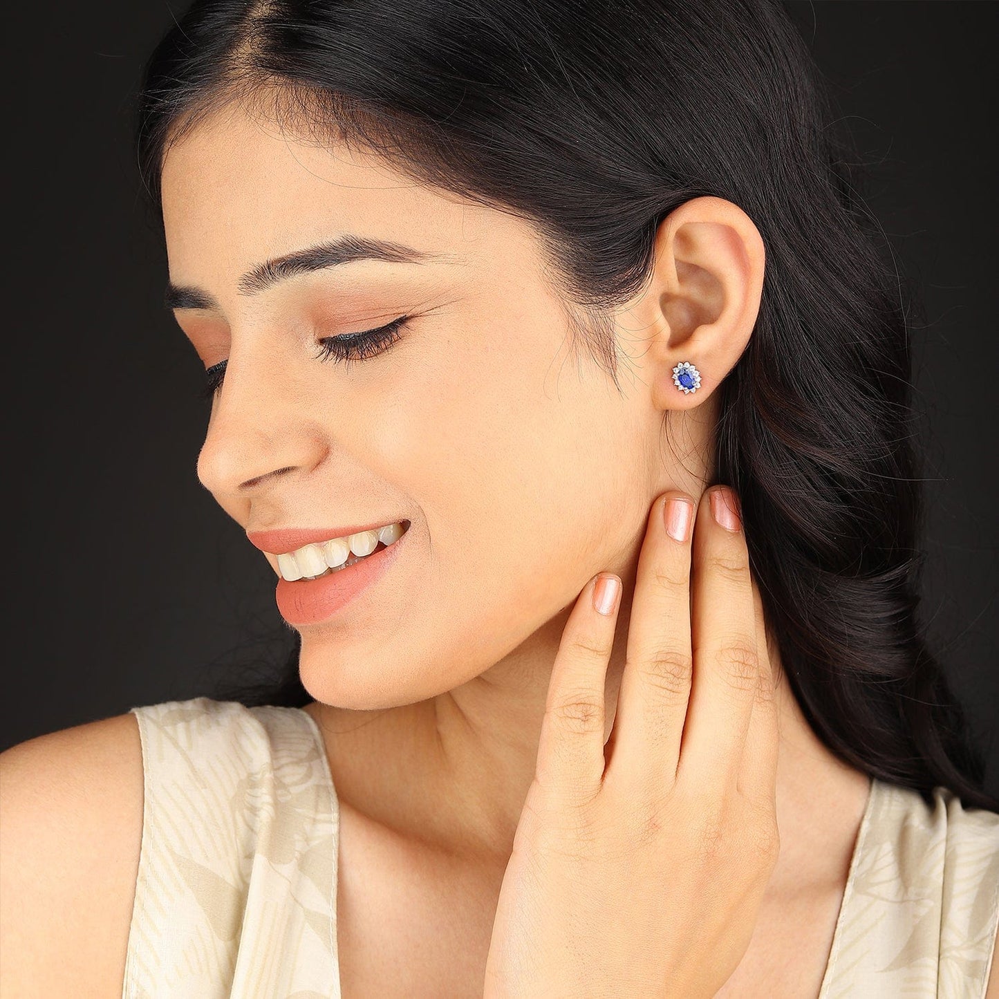 Pure Sterling Silver (92.5% purity)Precious, Beautiful and Designer Stud Earrings with cubic zirconia (AD) stones for Girls and Women