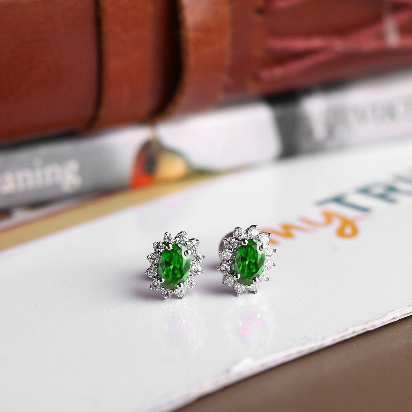 Pure Sterling Silver (92.5% purity)Precious, Beautiful and Designer Stud Earrings with cubic zirconia (AD) stones for Girls and Women
