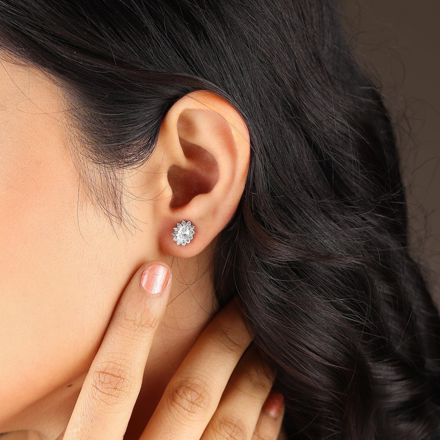 Pure Sterling Silver (92.5% purity)Precious, Beautiful and Designer Stud Earrings with cubic zirconia (AD) stones for Girls and Women