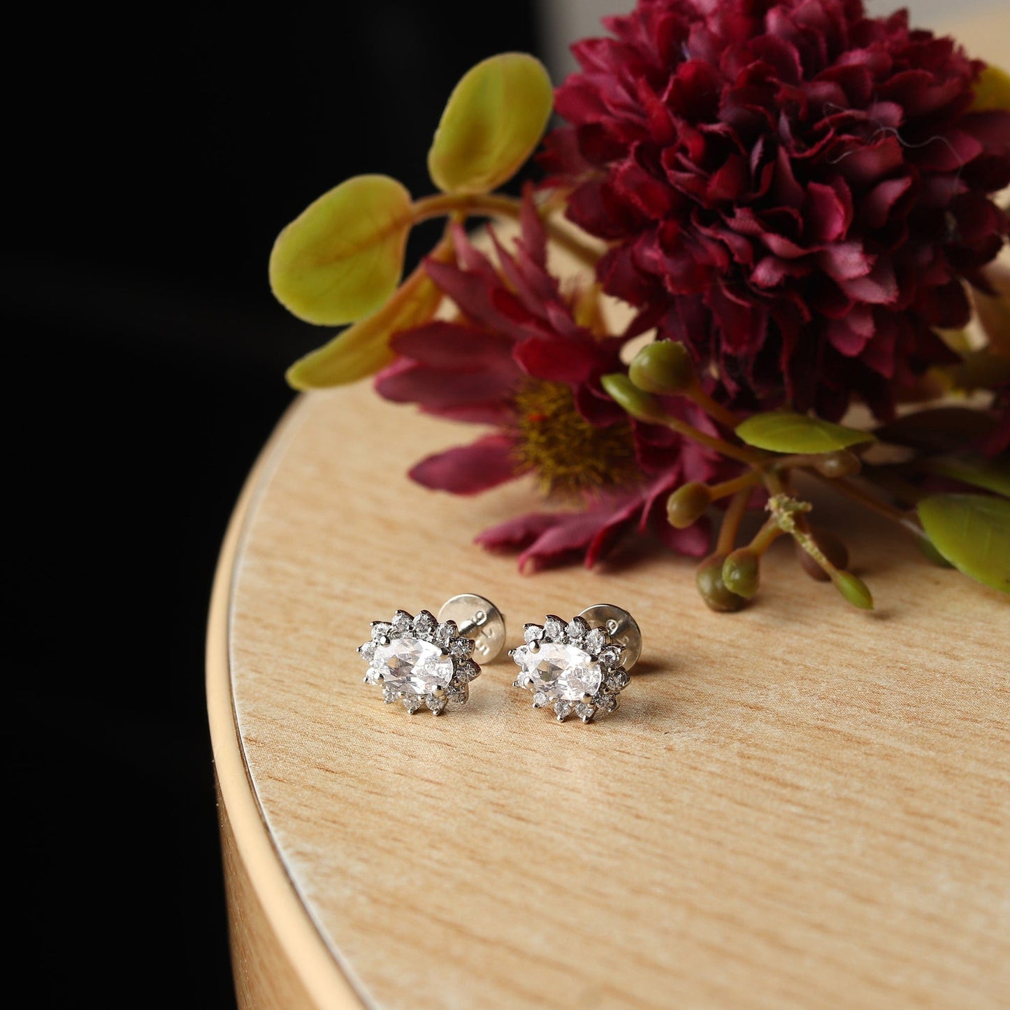 Pure Sterling Silver (92.5% purity)Precious, Beautiful and Designer Stud Earrings with cubic zirconia (AD) stones for Girls and Women