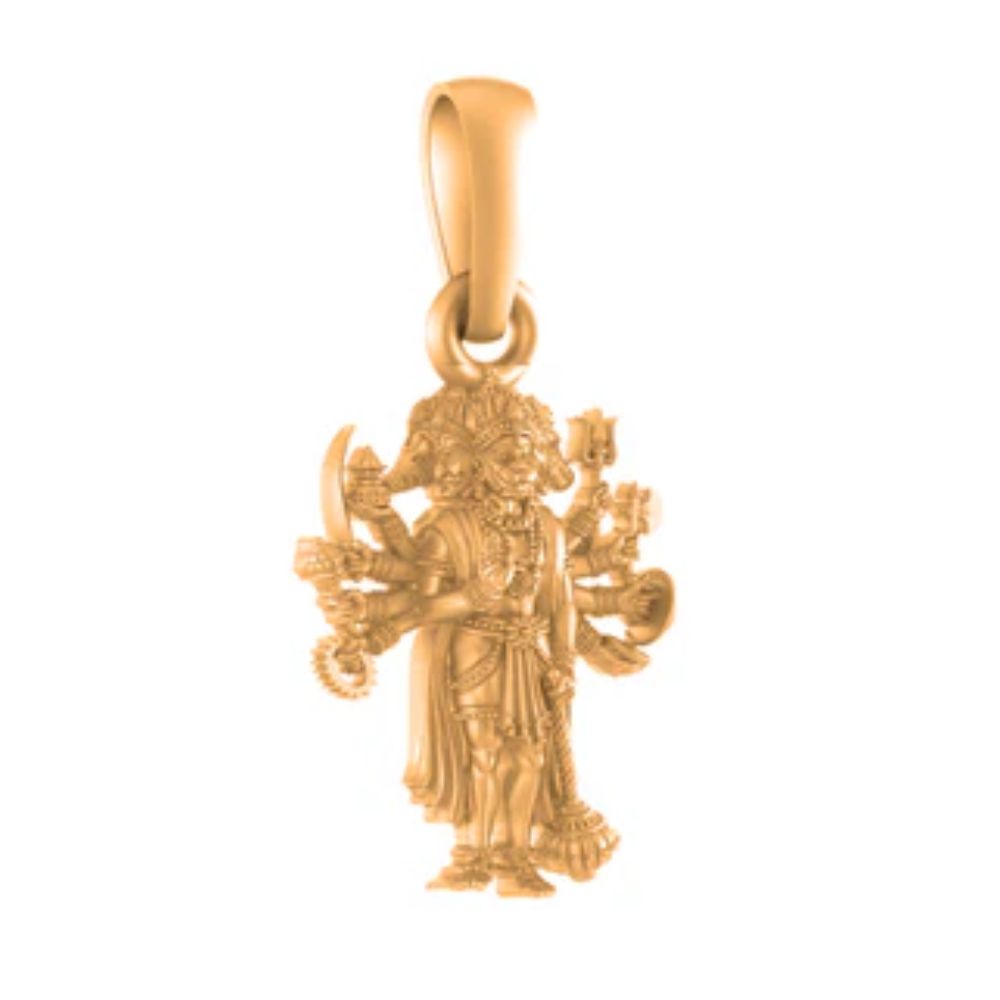 22 CT Gold Plated Silver (92.5% purity) God Panchmukhi Hanuman Pendant (Big Size) for Men