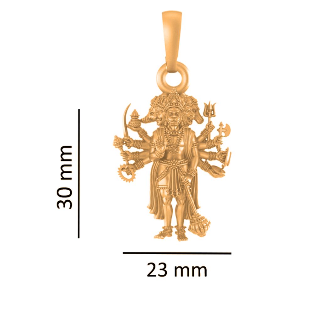 22 CT Gold Plated Silver (92.5% purity) God Panchmukhi Hanuman Pendant (Big Size) for Men