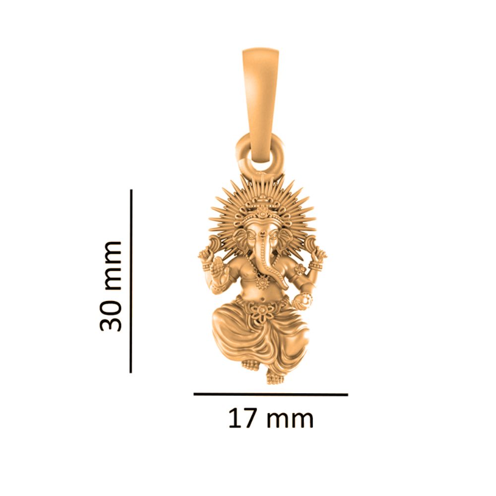 22 CT Gold Plated Silver (92.5% purity) God Ganesh Pendant (Big Size) for Men and Women