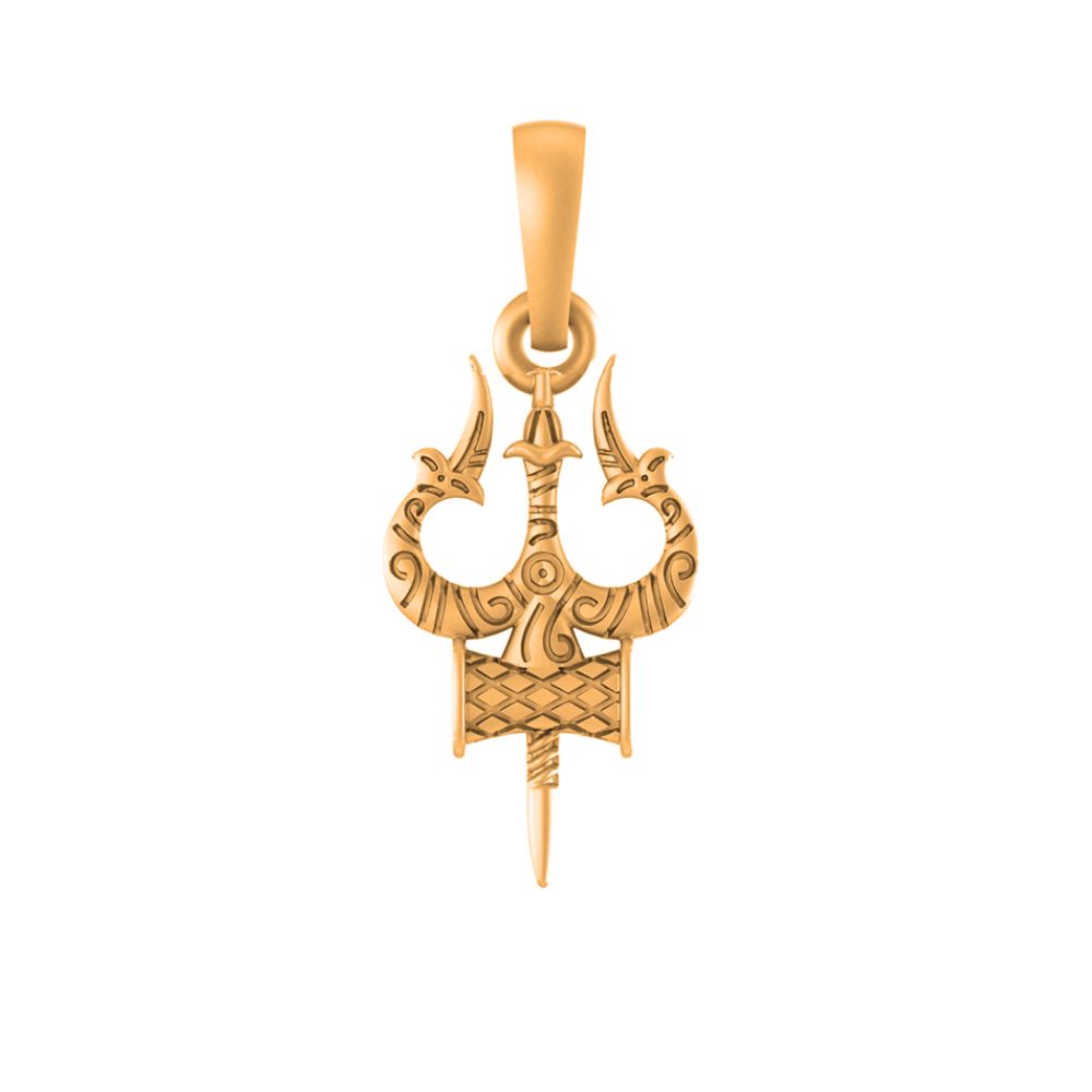 22 CT Gold Plated Silver (92.5% purity) Spiritual Shiva Trishul (Big Size) Pendant for Men and Women