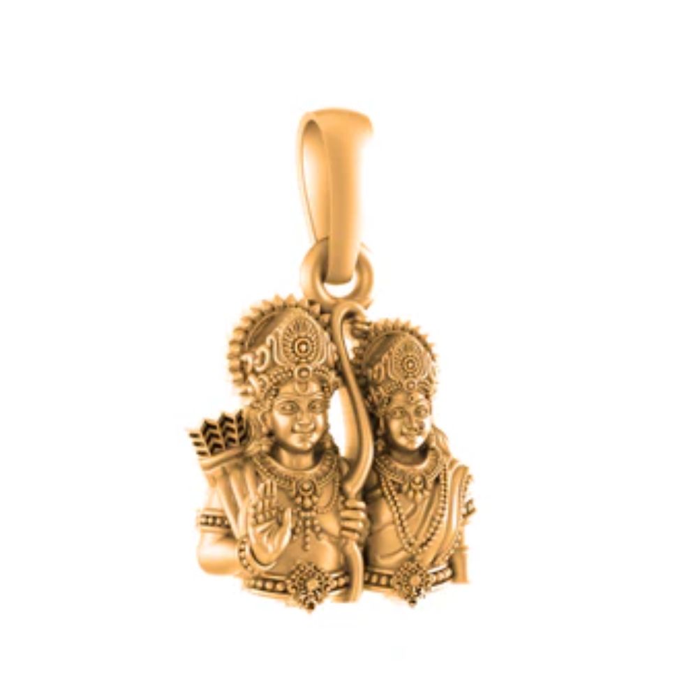 22 CT Gold Plated Silver (92.5% purity) God Ram and Maa Sita (Big Size) Pendant for Men and Women