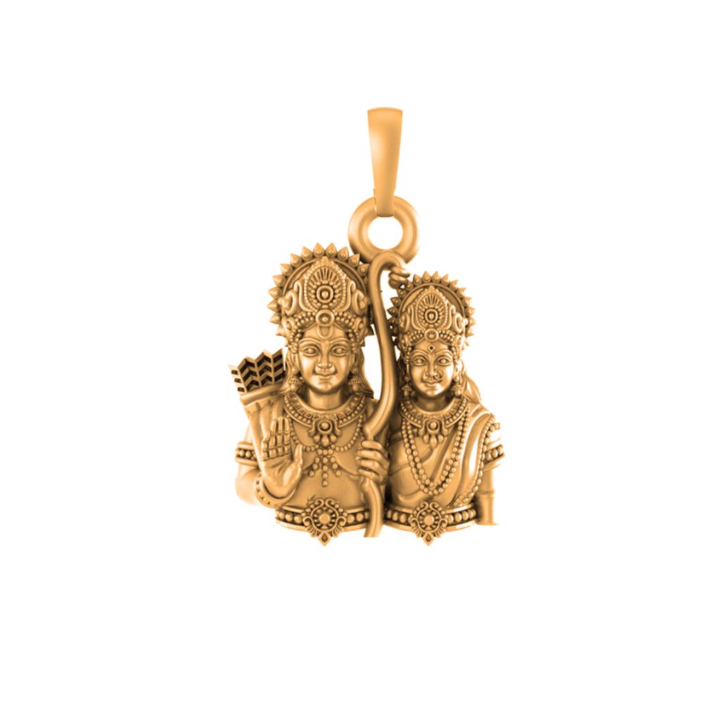 22 CT Gold Plated Silver (92.5% purity) God Ram and Maa Sita (Big Size) Pendant for Men and Women