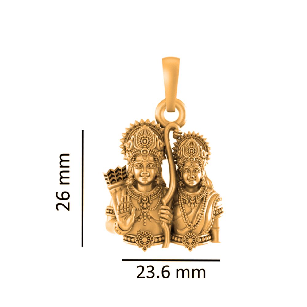 22 CT Gold Plated Silver (92.5% purity) God Ram and Maa Sita (Big Size) Pendant for Men and Women