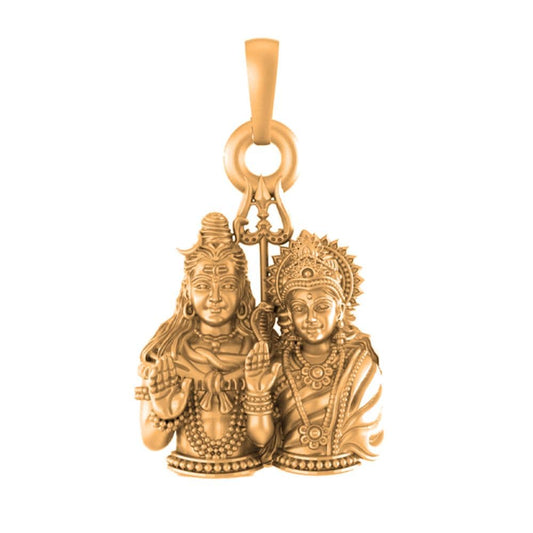 22CT Gold Plated Silver 92.5 Purity God Shiv Parwati (big Size) Pendant for Men & Women by Akshat Sapphire-PB7272_Gold