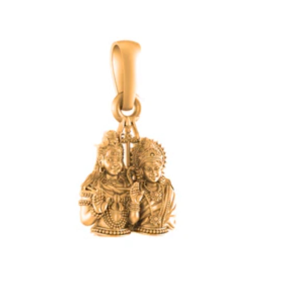 22 CT Gold Plated Silver (92.5% purity) God Shiv Parvati Pendant (Big Size) for Men and Women