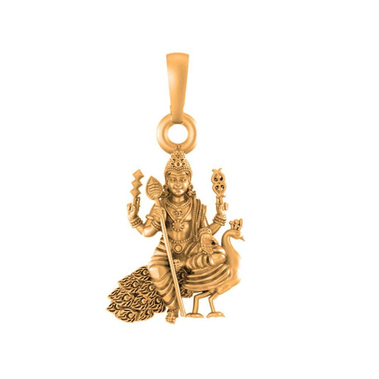 22CT Gold Plated Silver 92.5 Purity God Kartikeya (Murugan) (big Size) Pendant for Men & Women by Akshat Sapphire-PB7275_Gold