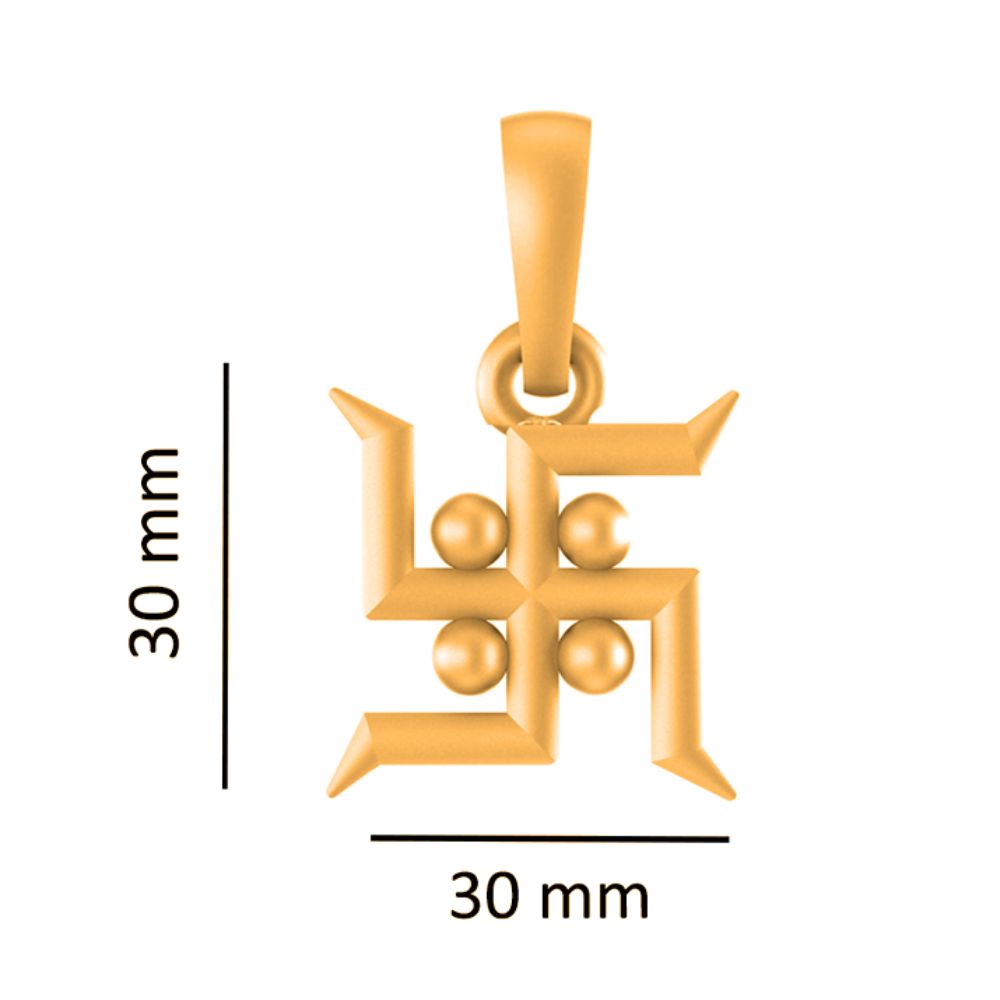 22 CT Gold Plated Silver (92.5% purity) Spiritual Swastik Symbol (Big Size) Pendant for Men and Women