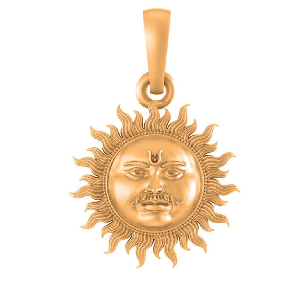 22 CT Gold Plated Silver (92.5% purity) Divine God Sun (Big Size) Pendant for Men and Women