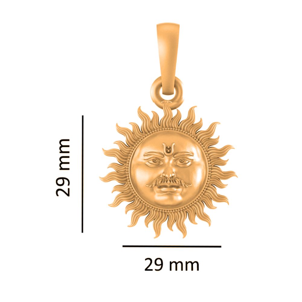 22 CT Gold Plated Silver (92.5% purity) Divine God Sun (Big Size) Pendant for Men and Women