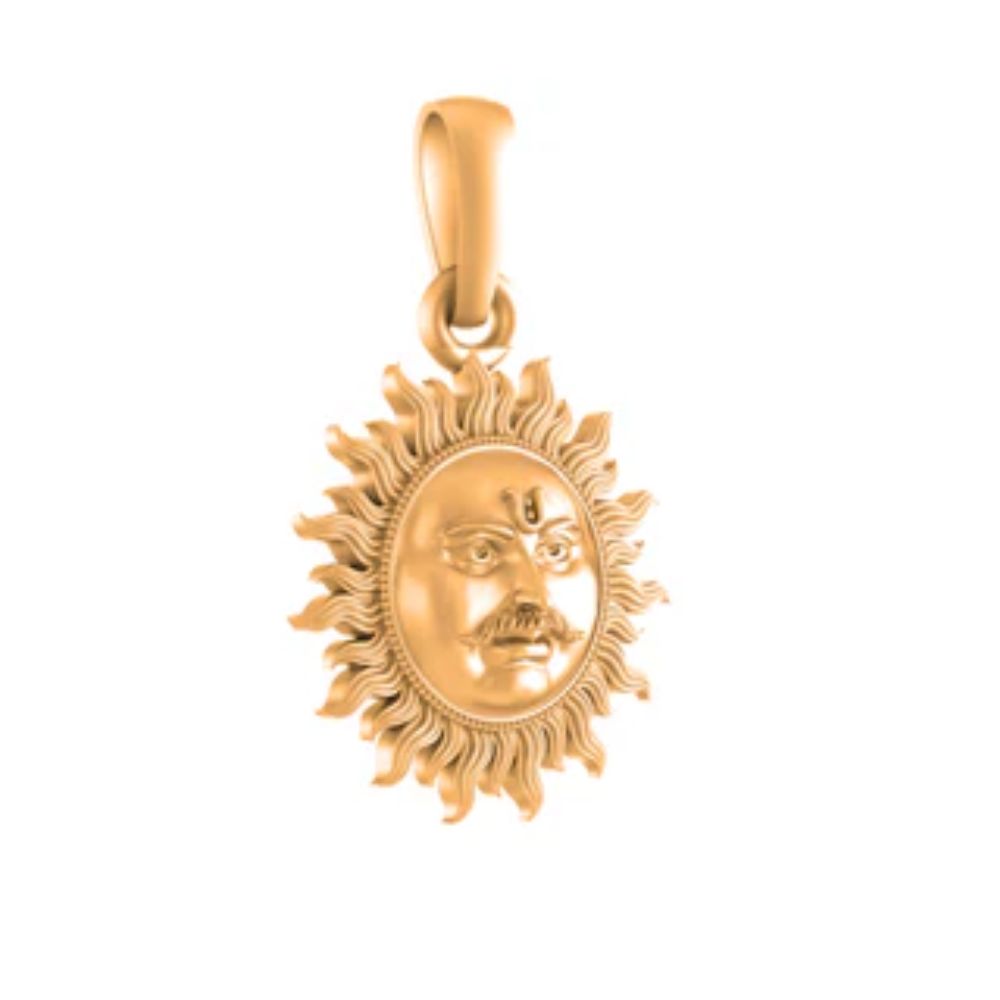 22 CT Gold Plated Silver (92.5% purity) Divine God Sun (Big Size) Pendant for Men and Women