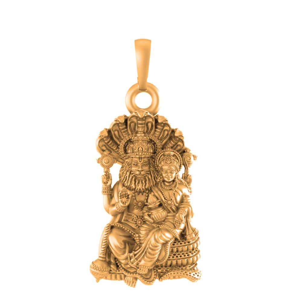 22 CT Gold Plated Silver (92.5% purity) God Laxmi Narsimha Pendant (Big Size) for Men and Women