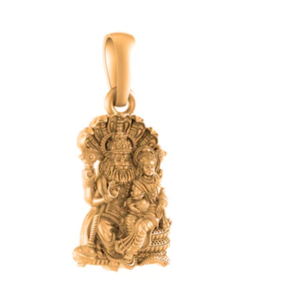 22 CT Gold Plated Silver (92.5% purity) God Laxmi Narsimha Pendant (Big Size) for Men and Women