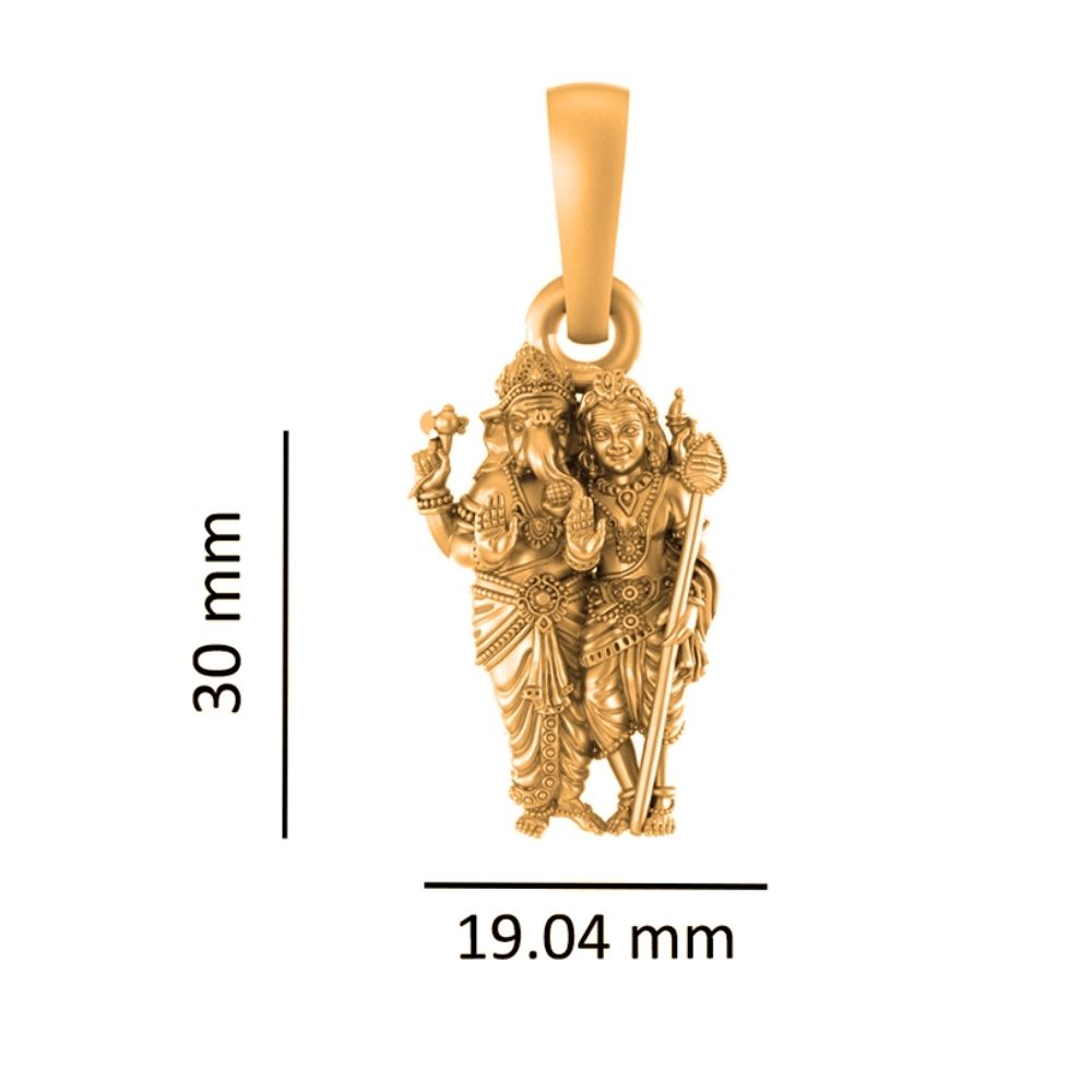 22 CT Gold Plated Silver (92.5% purity) God Ganesh Kartikeya Pendant (Big Size) for Men and Women