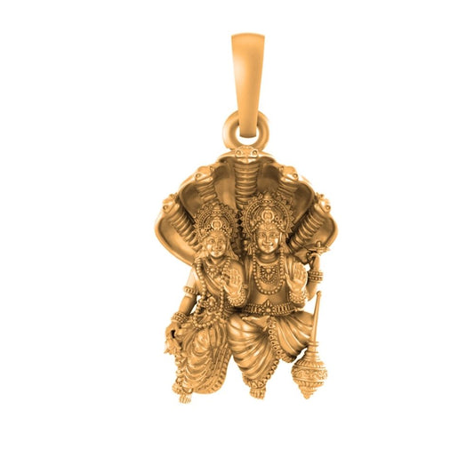 22 CT Gold Plated Silver (92.5% purity) God Vishnu Laxmi (Big Size) Pendant for Men and Women