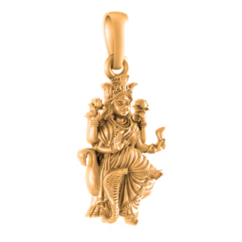22 CT Gold Plated Silver (92.5% purity) Goddess Mansa Devi Pendant (Big Size) for Men and Women