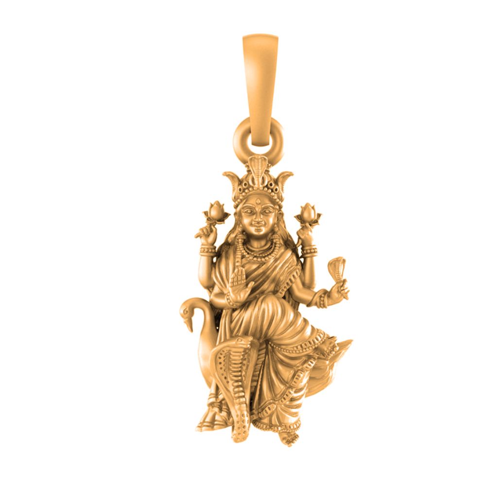 22 CT Gold Plated Silver (92.5% purity) Goddess Mansa Devi Pendant (Big Size) for Men and Women