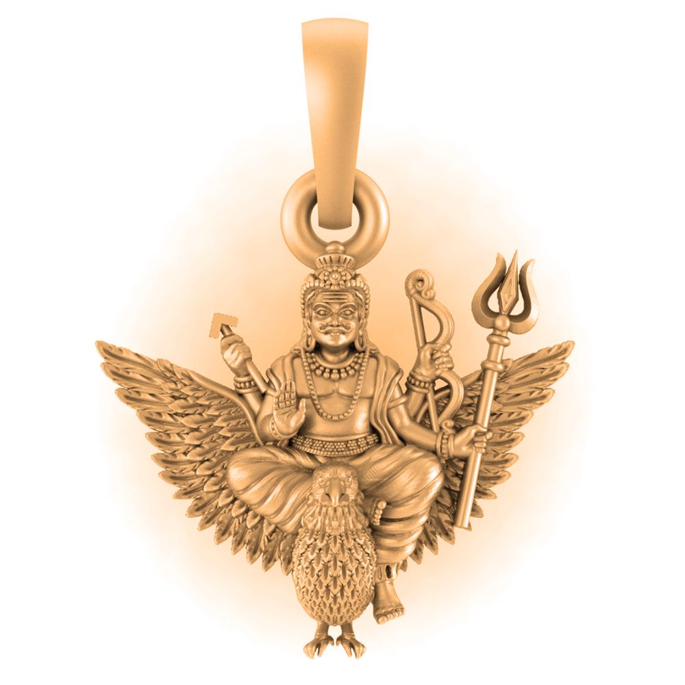 22 CT Gold Plated Silver (92.5% purity) God Shani Dev Pendant (Big Size) for Men and Women