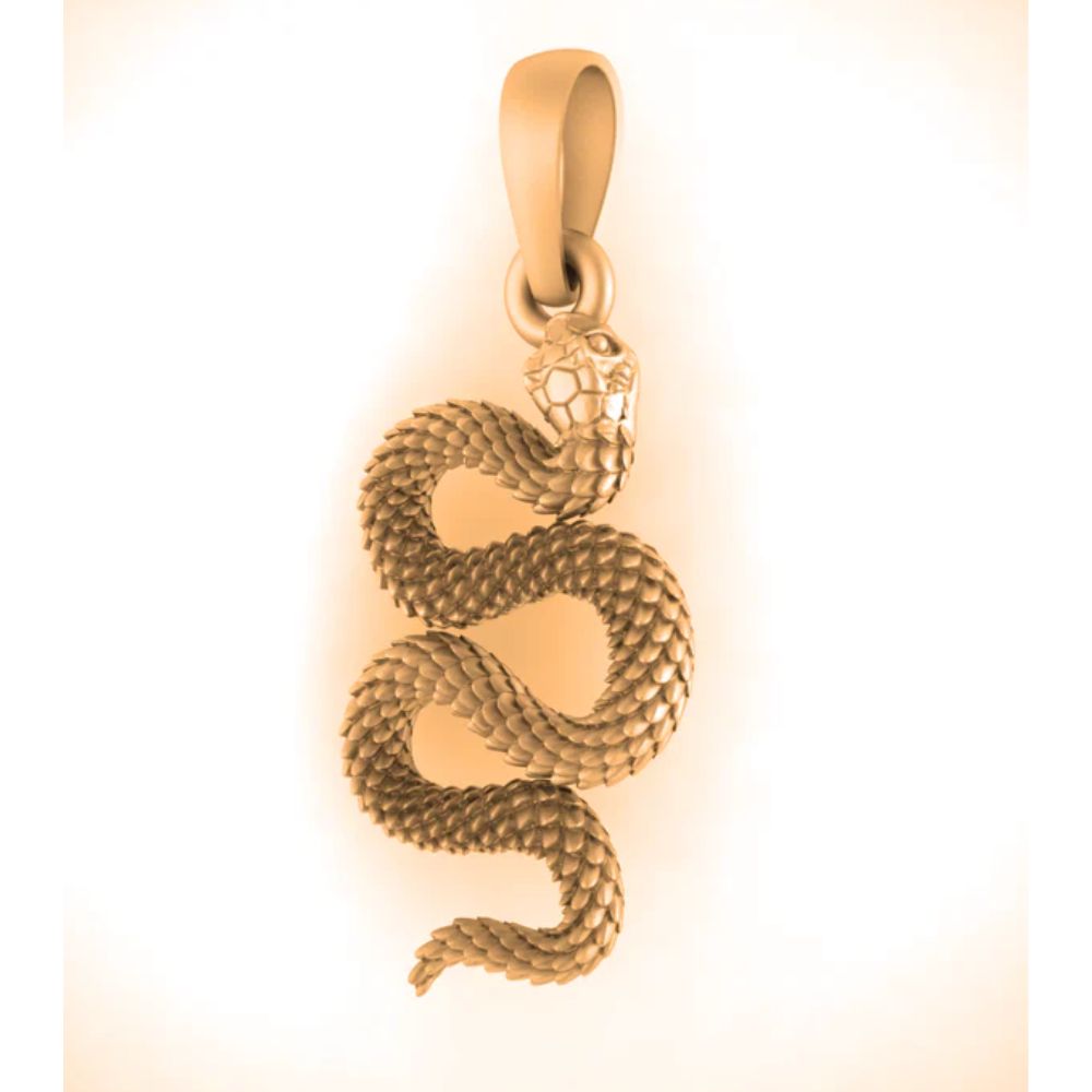 22 CT Gold Plated Silver (92.5% purity) Symbol of devotion Snake Pendant for Men and Women