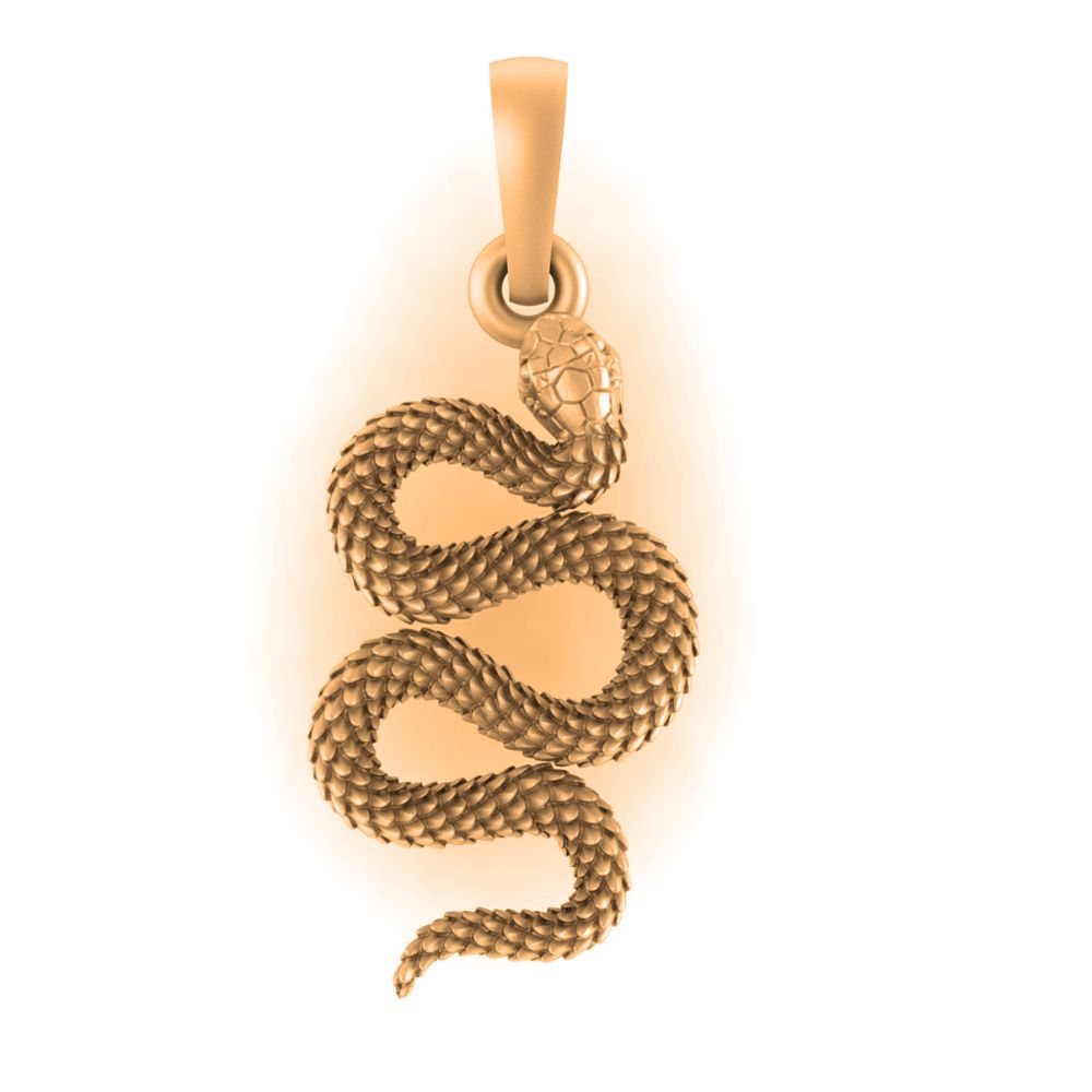 22 CT Gold Plated Silver (92.5% purity) Symbol of devotion Snake Pendant for Men and Women