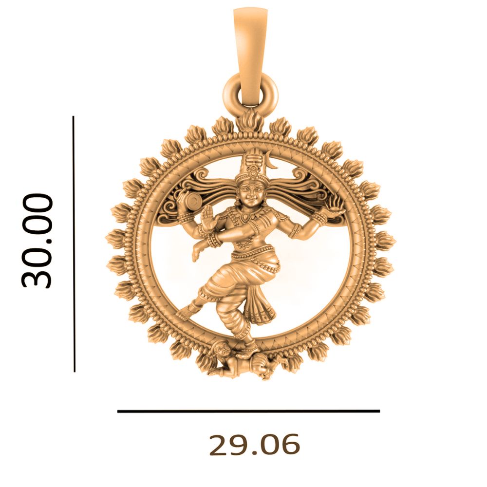 22 CT Gold Plated Silver (92.5% purity) God Nataraja Pendant (Big Size) for Men and Women
