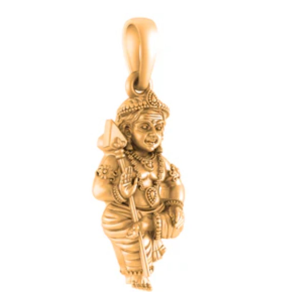 22 CT Gold Plated Silver (92.5% purity) God Kartikeya Pendant for Men and Women