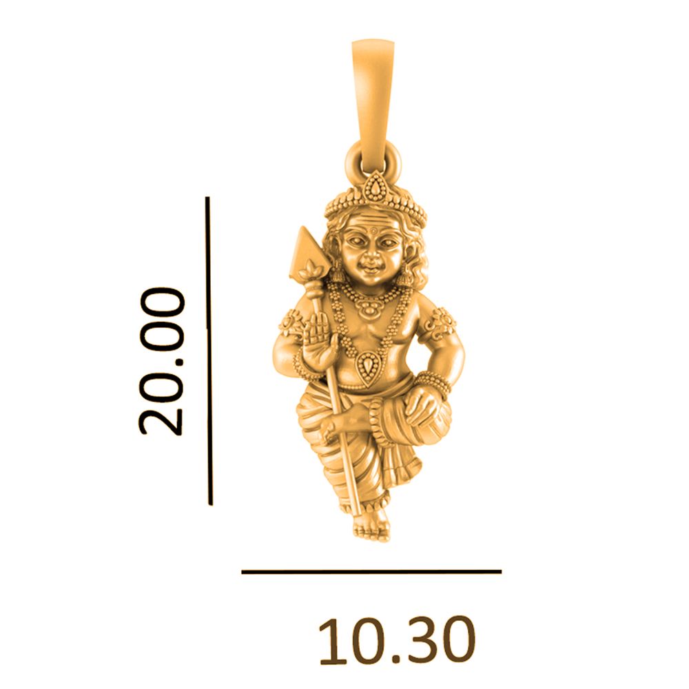 22 CT Gold Plated Silver (92.5% purity) God Kartikeya Pendant for Men and Women