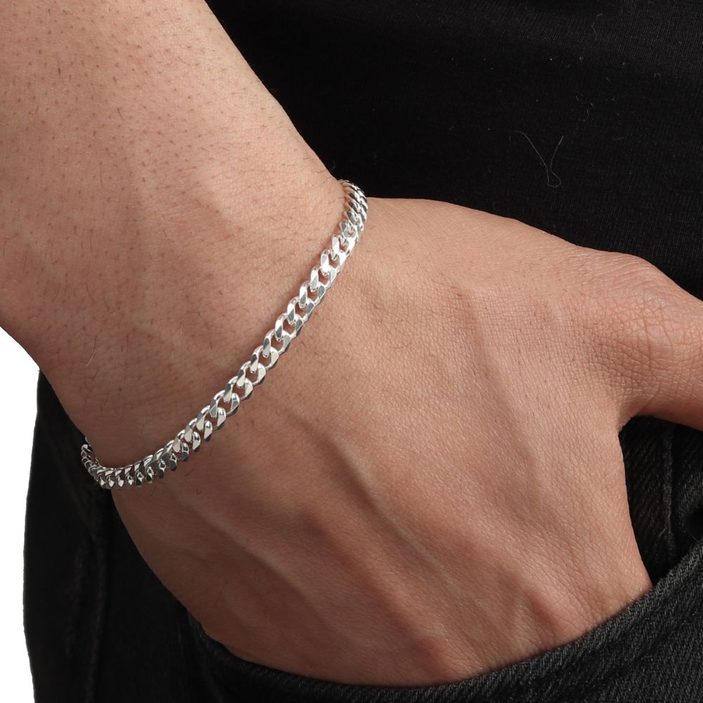 Sterling Silver (92.5% purity) Stylish and Fashionable Curb Bracelet for Men pure silver Bracelet