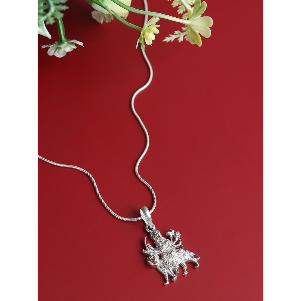 92.5% Pure Sterling Silver Goddess Durga maa Pendant (Big Size) for Men & Women