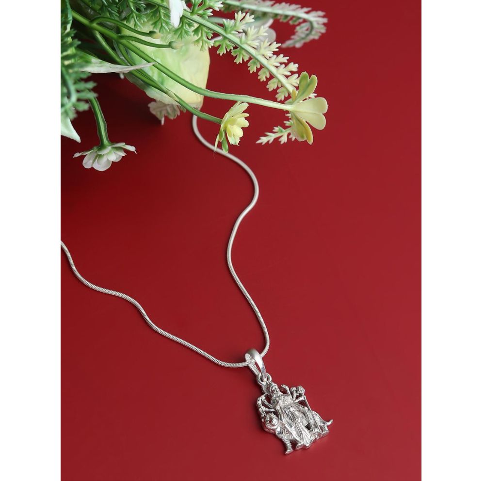 92.5% Pure Sterling Silver Goddess Durga maa Pendant (Big Size) for Men & Women