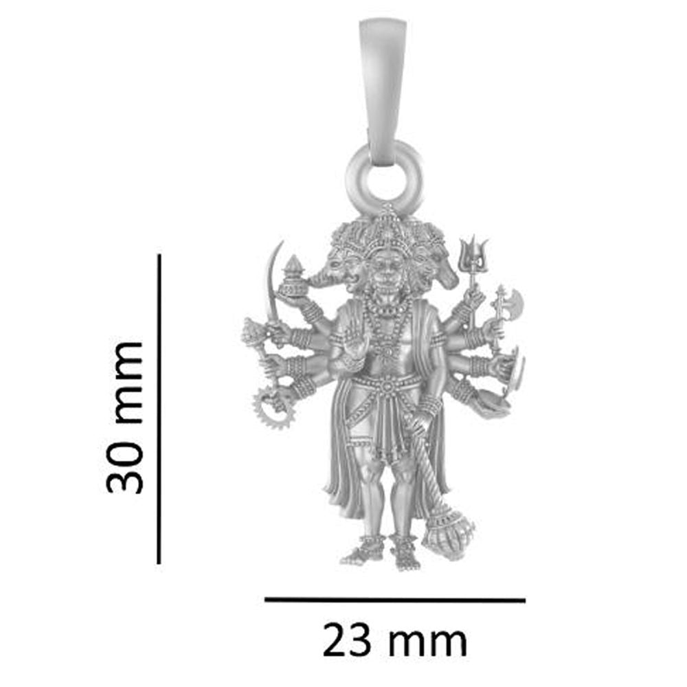 92.5% Pure Sterling Silver God Panchmukhi Hanuman/Bajrang Bali (Big Size) Pendant for Men & Women