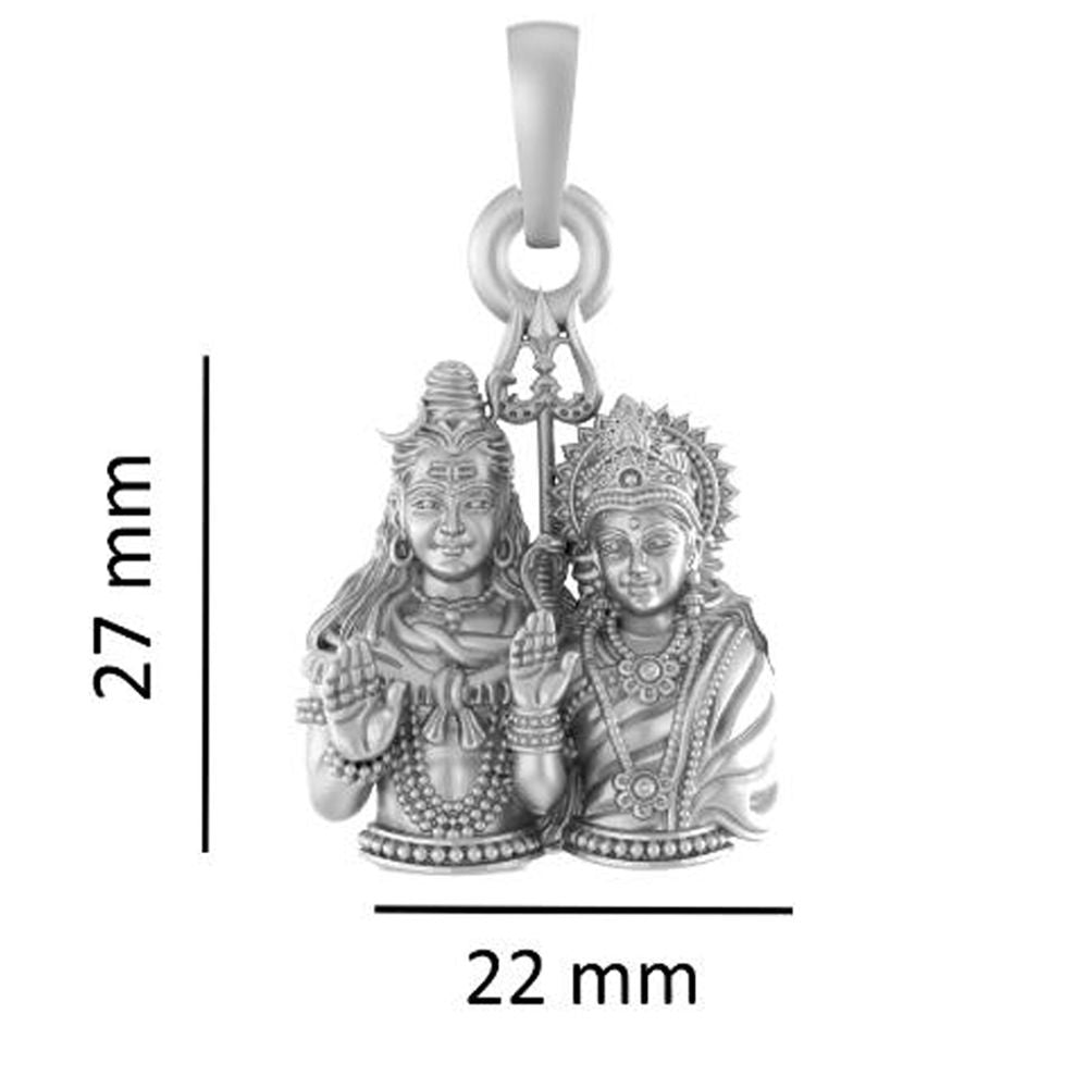 Akshat Sapphire 92.5% Pure Sterling Silver God Shiv Parvati (Big Size) Pendant for Men & Women
