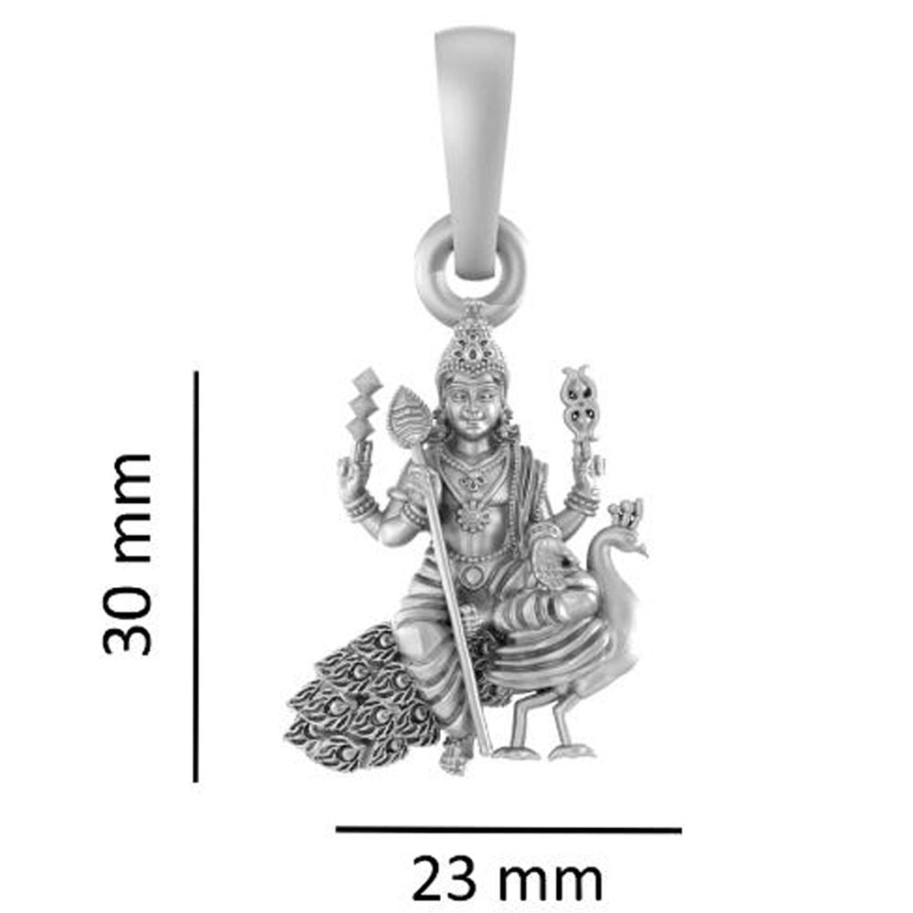 92.5% Pure Sterling Silver God Kartikeya (Big Size) Pendant for Men & Women