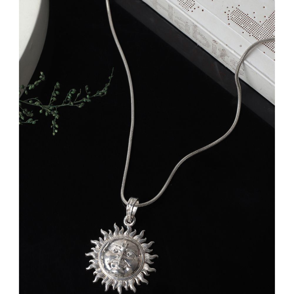 92.5% Pure Sterling Silver Divine God Sun (Big Size) Pendant for Men & Women