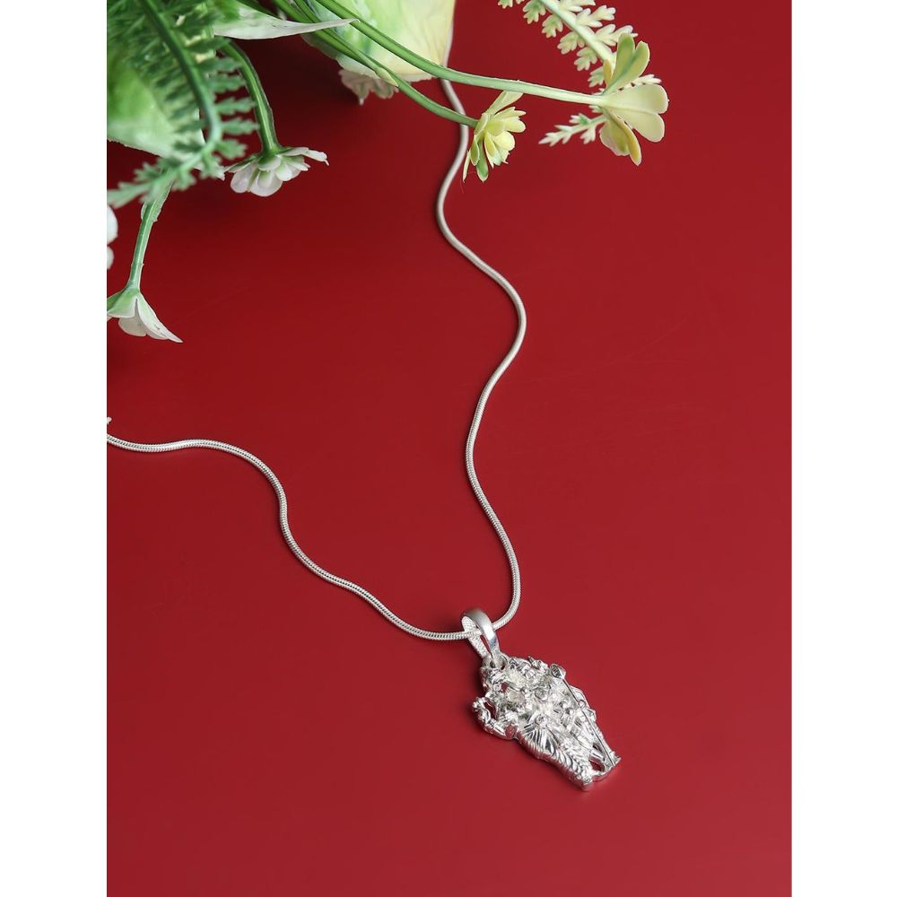 Akshat Sapphire 92.5% Pure Sterling Silver God Ganesh kartikeya (Big Size) Brother Pendant for Men & Women
