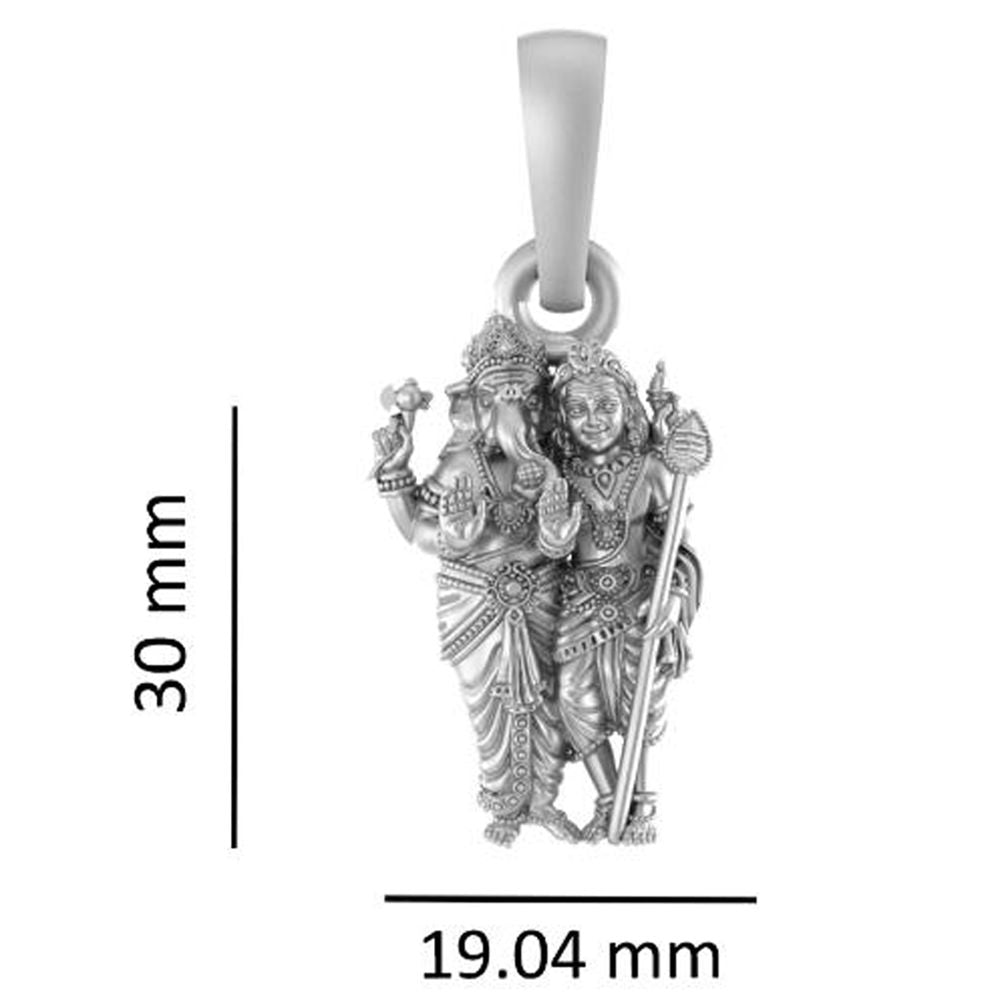 Akshat Sapphire 92.5% Pure Sterling Silver God Ganesh kartikeya (Big Size) Brother Pendant for Men & Women