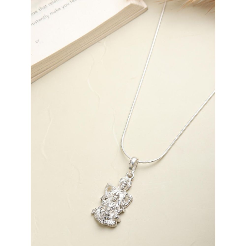 Akshat Sapphire 92.5% Pure Sterling Silver God Vishnu Laxmi (Big Size) Pendant for Men & Women