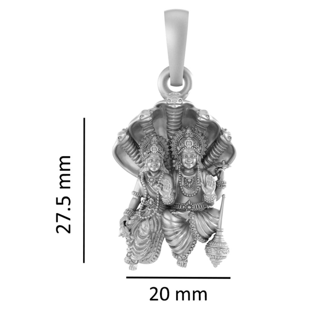92.5% Pure Sterling Silver God Vishnu Laxmi (Big Size) Pendant for Men & Women