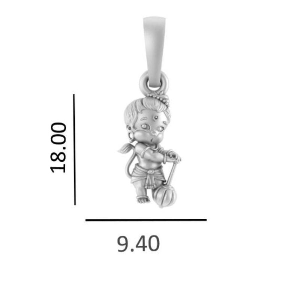 God Hanuman/Bajrang Bali Pure Silver 92.5% purity pendant by Akshat Sapphire